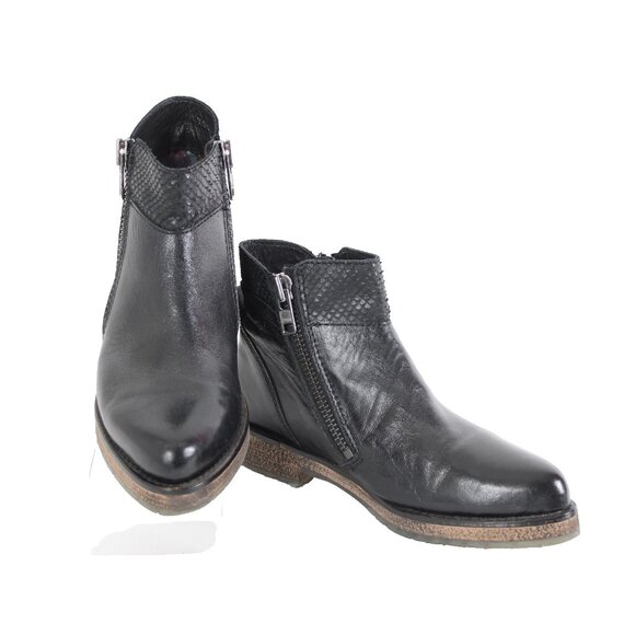 Felmini Falling In Love Sz 36 Black Zipper Leather Upper Fabric Insole 1" Boots - Picture 1 of 9